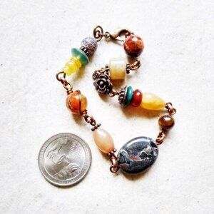 Handmade 4 You! Semi-Precious Stone Beads + Copper Bracelet! Wildchild Boho Chic